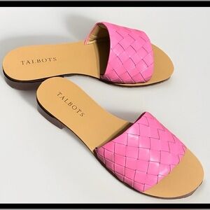 Talbots Size 6 Medium Hannah Leather Hot Pink Woven Sandals Slides Flats